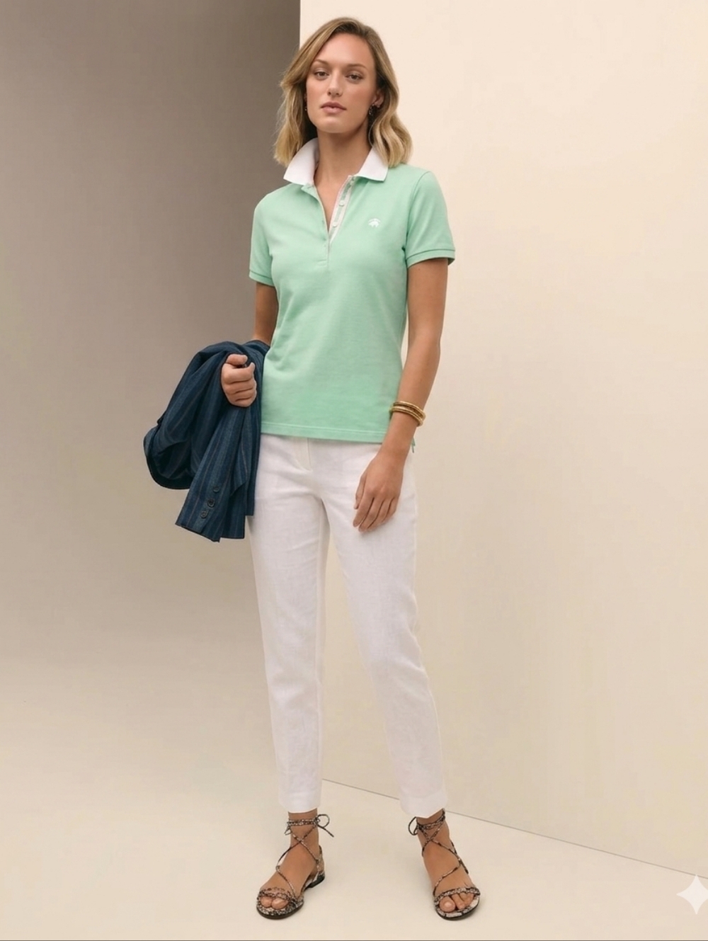 Brooks Brothers Mint Polo with White Collar